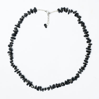 Black Tourmaline Chip bead Necklace - adjustable length