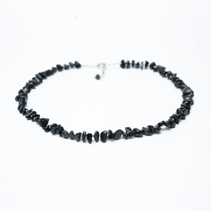 Black Tourmaline Chip bead Necklace - adjustable length