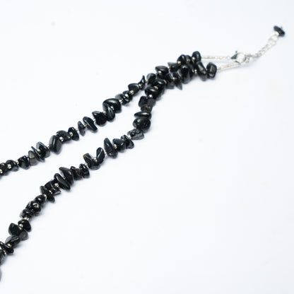 Black Tourmaline Chip bead Necklace - adjustable length