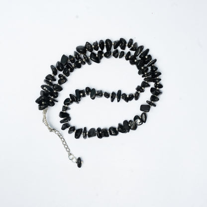 Black Tourmaline Chip bead Necklace - adjustable length
