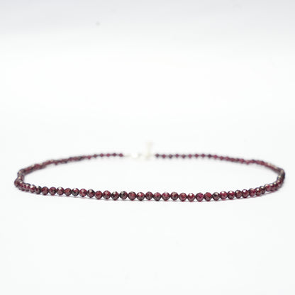 Dainty Faceted Garnet Necklace - Natural Gemstones & Sterling Silver Clasp