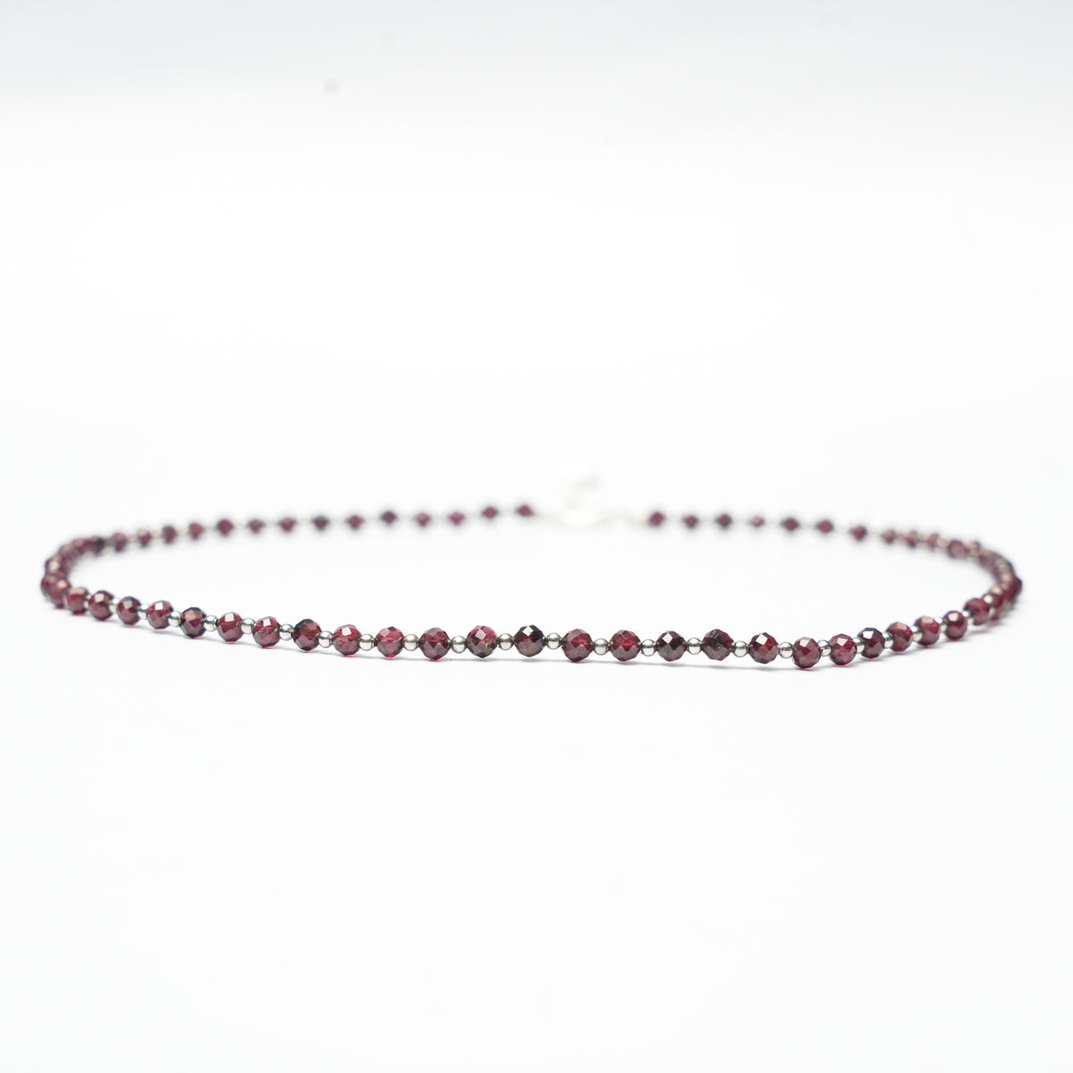 Dainty Faceted Garnet Necklace - Natural Gemstones & Sterling Silver Clasp