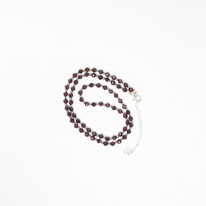 Dainty Faceted Garnet Necklace - Natural Gemstones & Sterling Silver Clasp