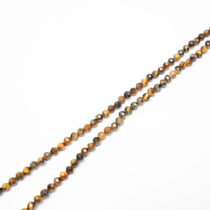 Dainty Faceted Tiger's Eye Necklace - 4mm Natural Gemstones & Sterling Silver Clasp