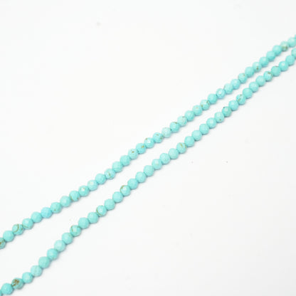 Dainty Faceted Turquoise Necklace - 4mm Natural Gemstones & Sterling Silver Clasp