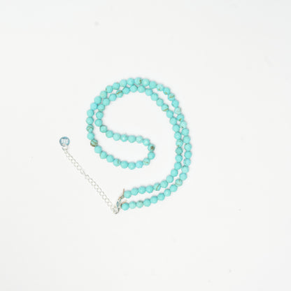 Dainty Faceted Turquoise Necklace - 4mm Natural Gemstones & Sterling Silver Clasp