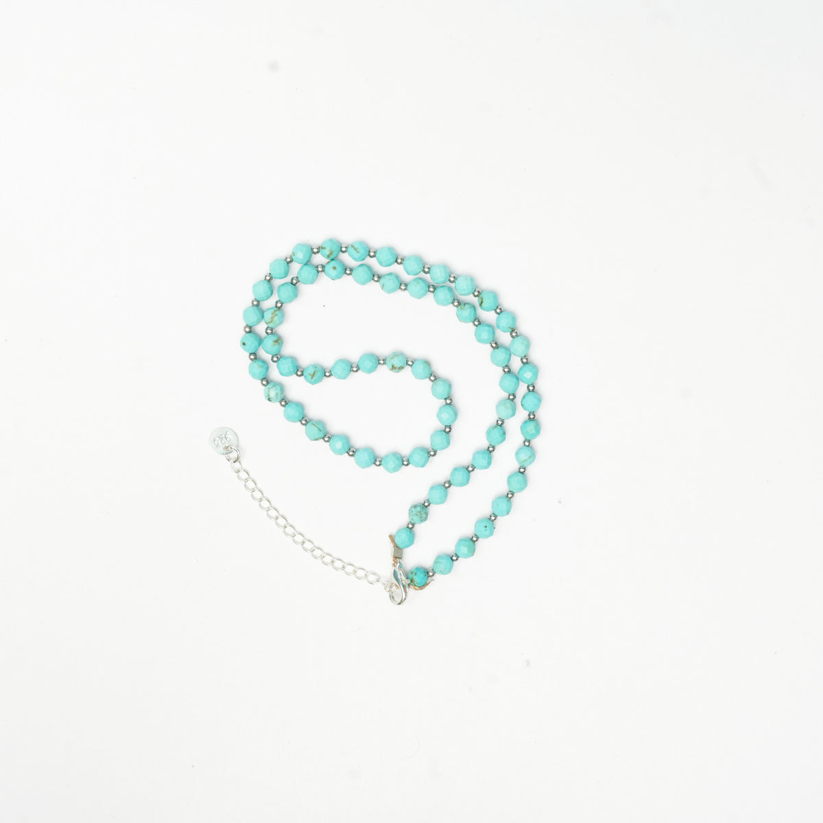 Dainty Faceted Turquoise Necklace - 4mm Natural Gemstones & Sterling Silver Clasp