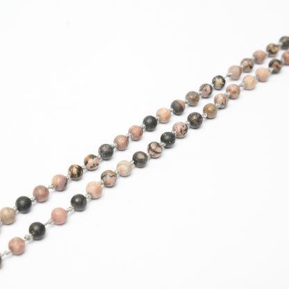 108 Matte Rhodonite and Rosewood Diffuser Mala - 6mm beads