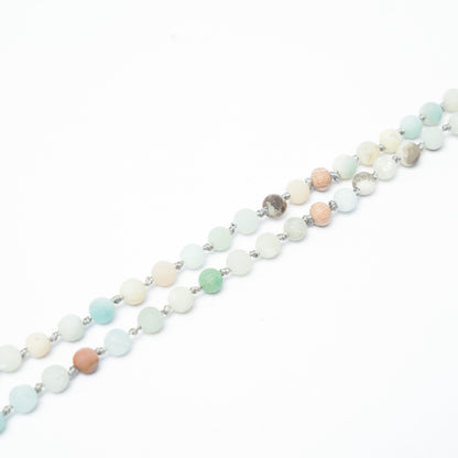 108 Matte Amazonite and Rosewood Diffuser Mala - 6mm beads