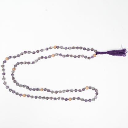 108 Matte Amethyst and Rosewood Diffuser Mala - 6mm beads