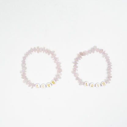 LOVE - Rose Quartz Chip Bracelet