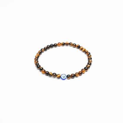 Tiger Eye stretchy Bracelet with an evil eye bead