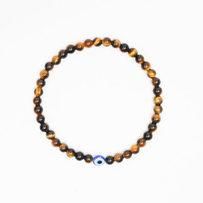 Tiger Eye stretchy Bracelet with an evil eye bead