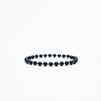 Natural Black Tourmaline Stretchy bracelet with Stainless steel beads