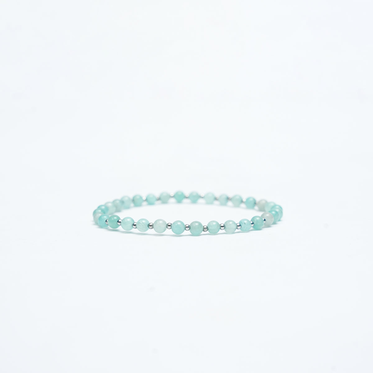 Natural Amazonite Stretchy bracelet with Stainless steel beads