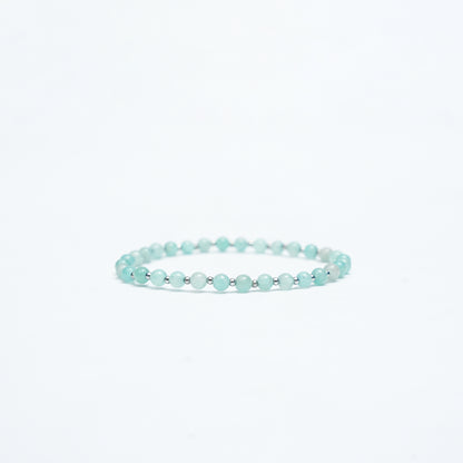 Natural Amazonite Stretchy bracelet with Stainless steel beads