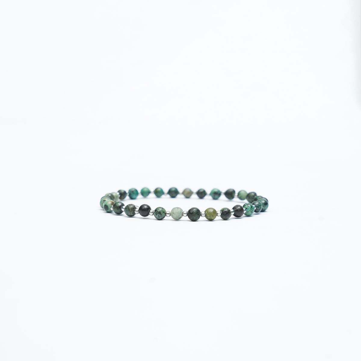 Natural African Turquoise stretchy bracelet with Stainless steel beads