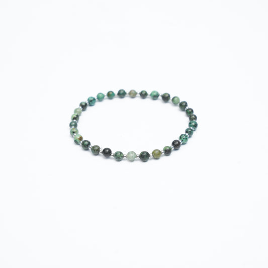 Natural African Turquoise stretchy bracelet with Stainless steel beads