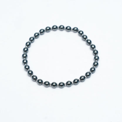 Natural Hematite Stretchy bracelet with Stainless steel beads