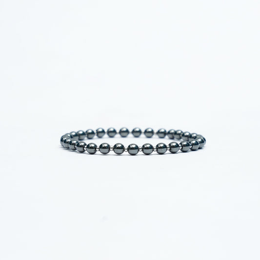 Natural Hematite Stretchy bracelet with Stainless steel beads