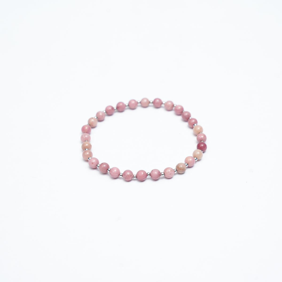 Natural Rhodonite stretchy bracelet with Stainless steel beads