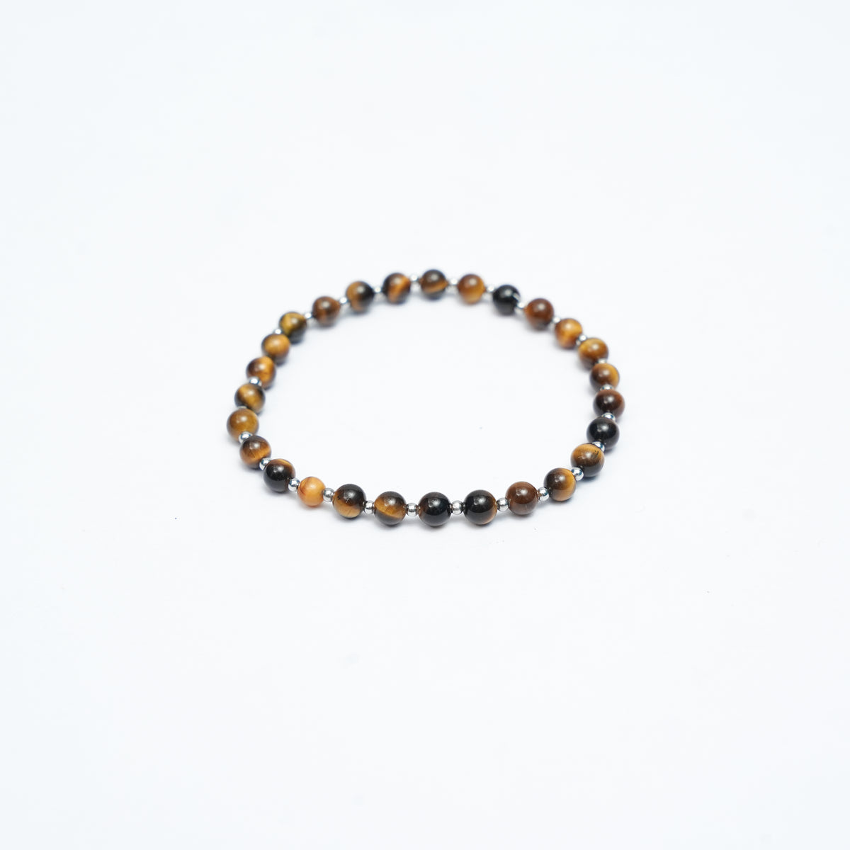 Natural Tiger's Eye stretchy bracelet with Stainless steel beads