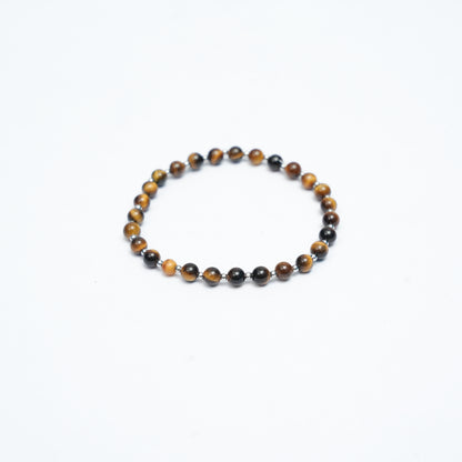 Natural Tiger's Eye stretchy bracelet with Stainless steel beads