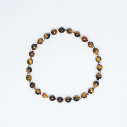 Natural Tiger's Eye stretchy bracelet with Stainless steel beads