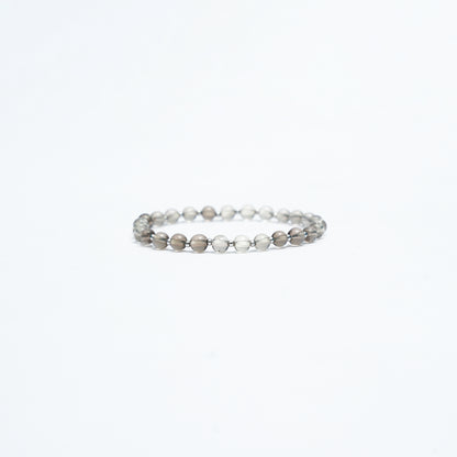 Natural Smoky Quartz Stretchy bracelet with Stainless steel beads