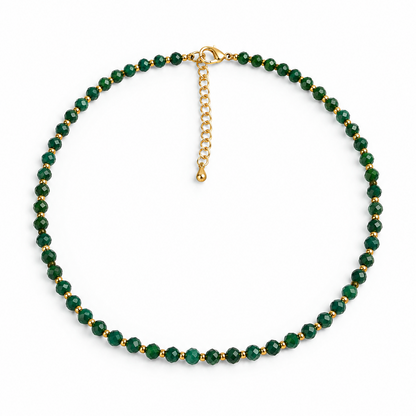 Dainty Malachite Necklace - Natural Gemstones & 18K Gold Plated Anti-Tarnish Chain