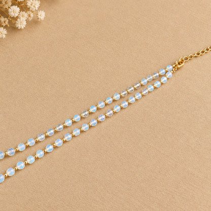 Dainty Opalite Necklace - Natural Gemstones & 18K Gold Plated Anti-Tarnish Chain
