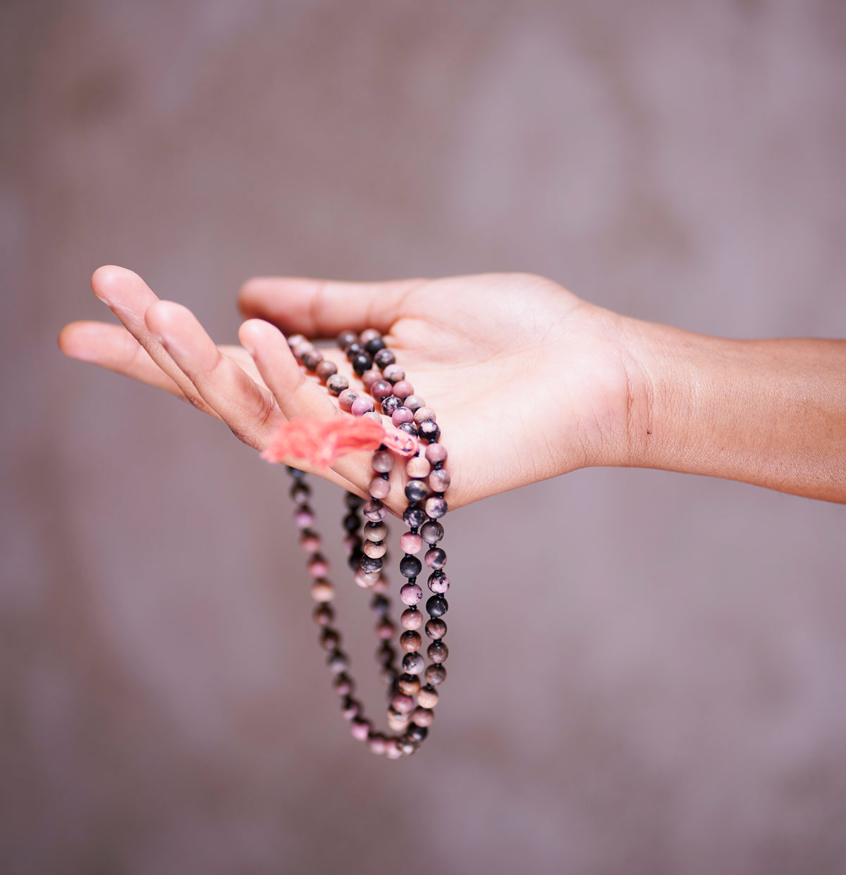108 Matte Rhodonite and Rosewood Diffuser Mala - 6mm beads