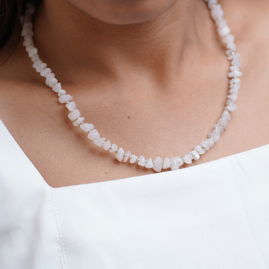 Natural Moonstone Chip bead Necklace - adjustable length