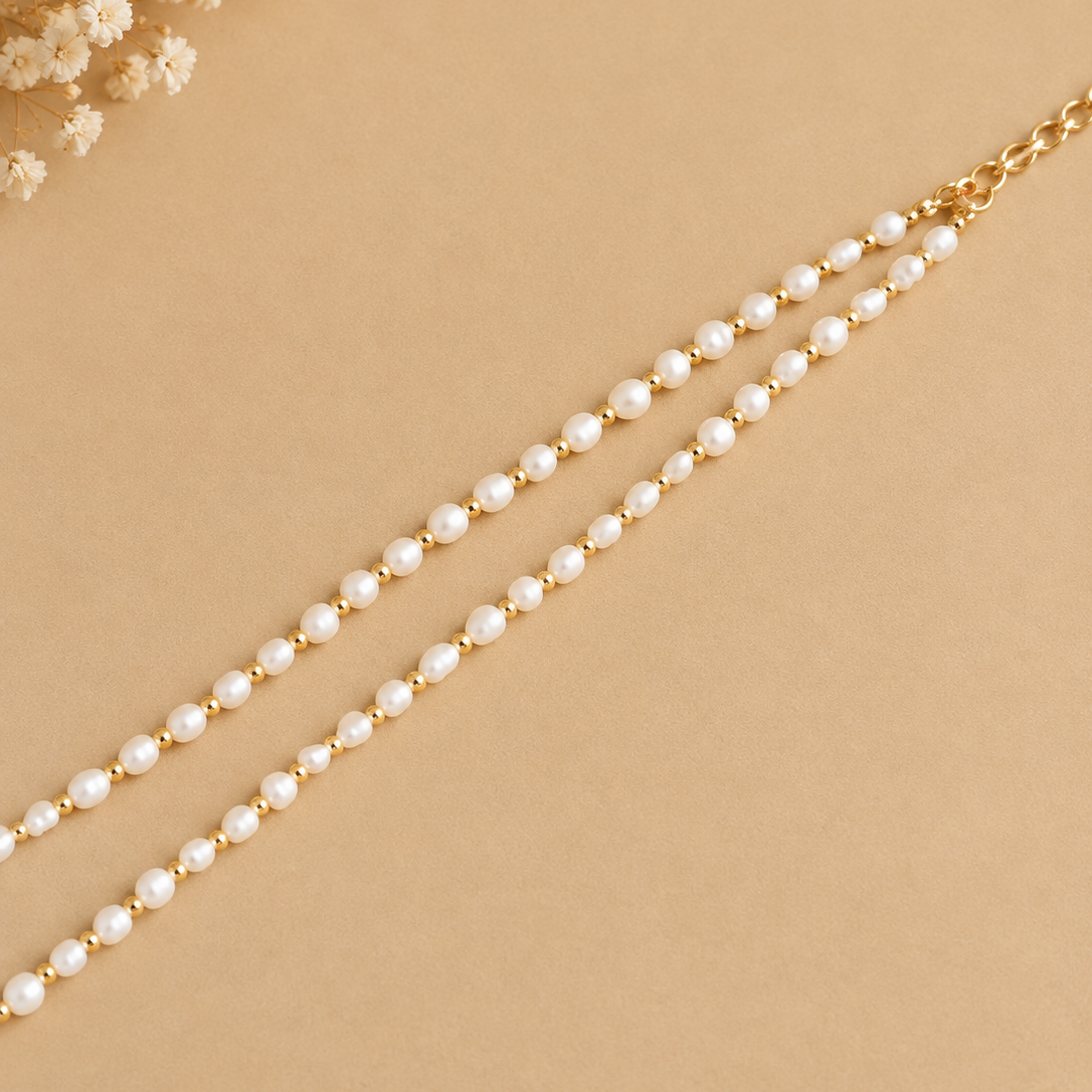 Dainty Faceted Pearl Necklace - Natural Gemstones & 18K Gold Plated Anti-Tarnish Chain