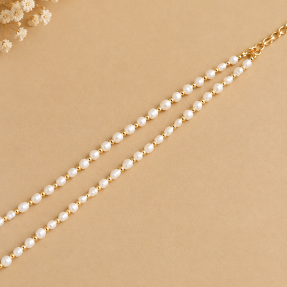 Dainty Faceted Pearl Necklace - Natural Gemstones & 18K Gold Plated Anti-Tarnish Chain