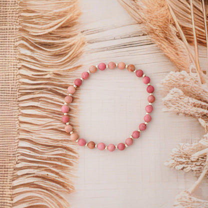 Rhodochrosite Stretch Bracelet - Stretchy, Tarnish Free and Waterproof