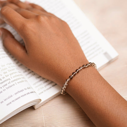Smoky Quartz Stretch Bracelet - Tarnish Free and Waterproof