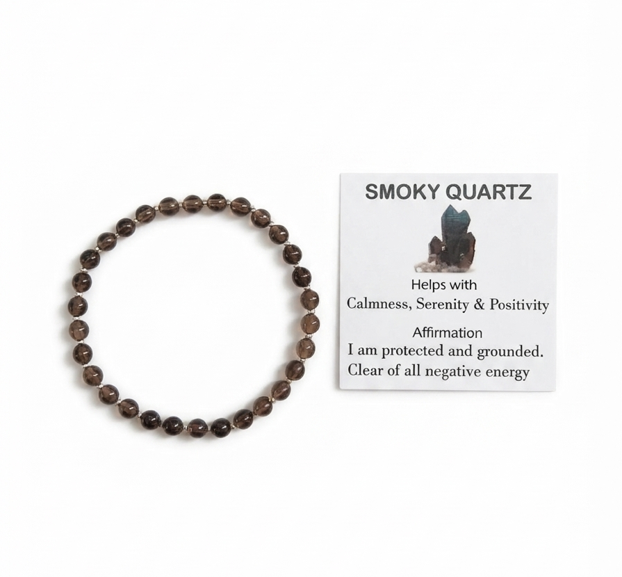 Smoky Quartz Stretch Bracelet - Tarnish Free and Waterproof