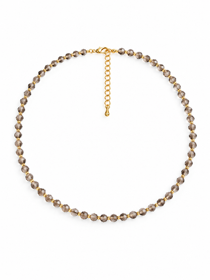 Dainty Smoky Quartz Necklace - Natural Gemstones & 18K Gold Plated Anti-Tarnish Chain