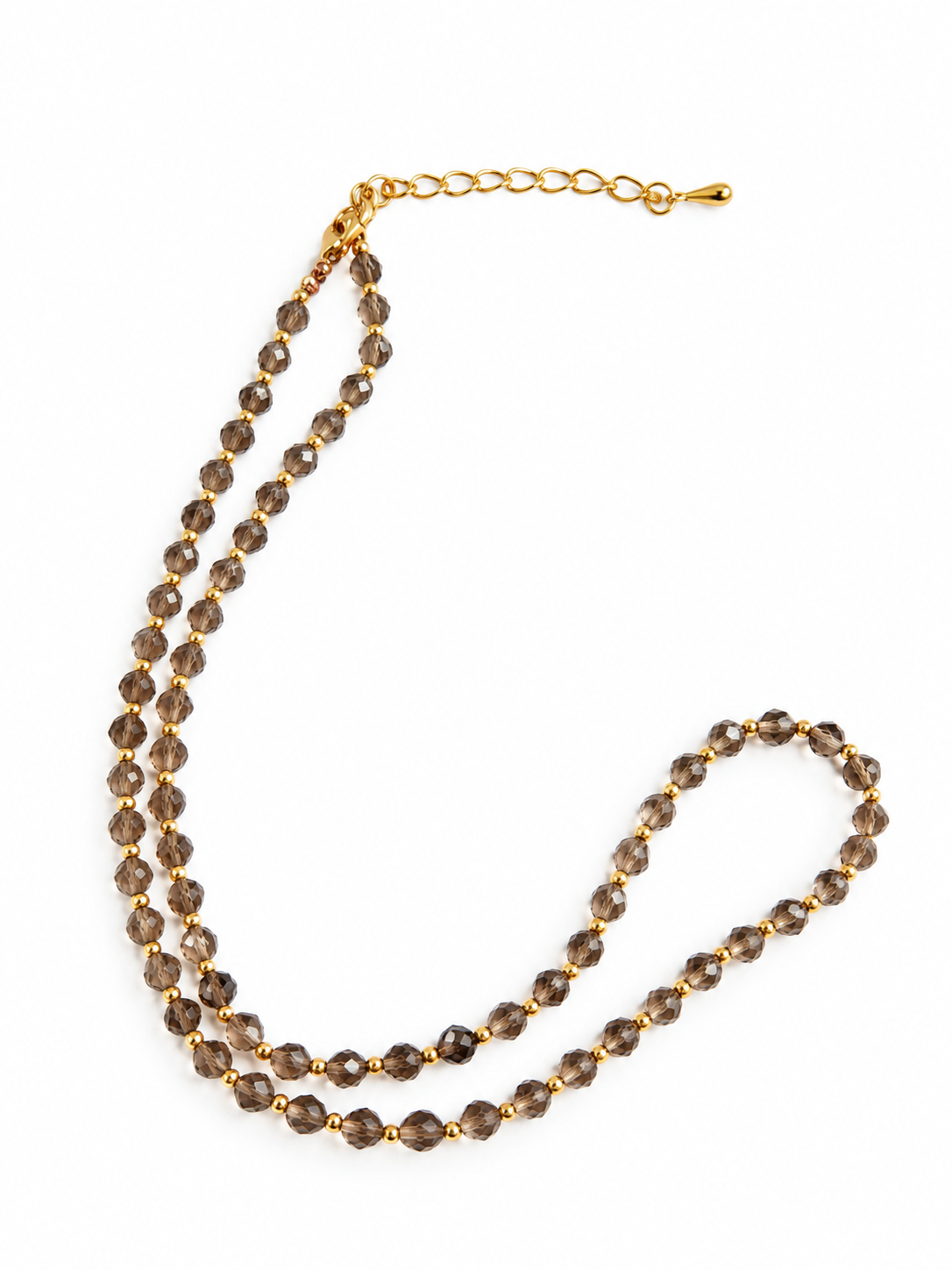 Dainty Smoky Quartz Necklace - Natural Gemstones & 18K Gold Plated Anti-Tarnish Chain