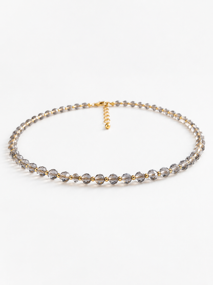 Dainty Smoky Quartz Necklace - Natural Gemstones & 18K Gold Plated Anti-Tarnish Chain