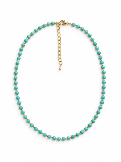 Dainty Turquoise Necklace - Natural Gemstones & 18K Gold Plated Anti-Tarnish Anti-Tarnish Chain