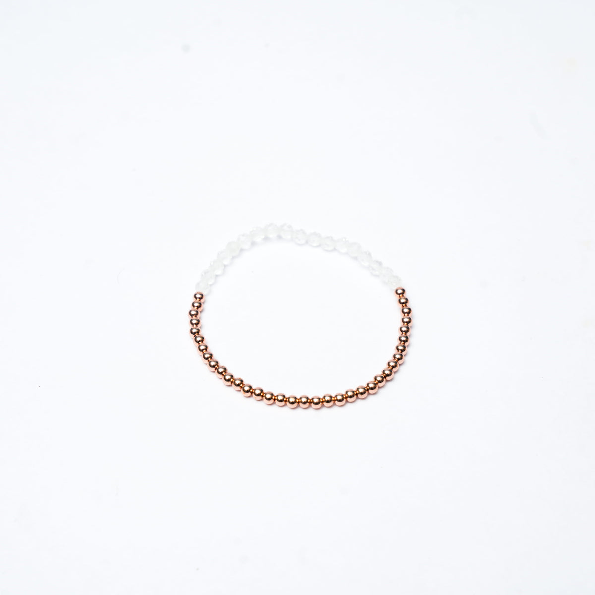Clear white bracelet with 3mm copper on a white background