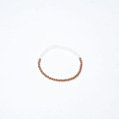 Clear white bracelet with 3mm copper on a white background